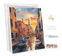 MEIYUDA Peinture par Numero Adulte avec Cadre Venise Nocturne, DIY Peinture Acrylique pour Adultes Débutants Facile sur Toile Avec Peintures et Pinceaux Decoration Maison Cadeau 30x40cm