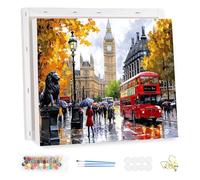 MEIYUDA Peinture par Numero Adulte avec Cadre Vue de Londres, DIY Peinture Acrylique pour Adultes Débutants Facile sur Toile Avec Peintures et Pinceaux Decoration Maison 40x30cm(Boîte cadeau)