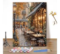 MEIYUDA Peinture par Numero Adulte Charme Européen, DIY Kit Peinture Paysage Urbain, Pinceaux Peinture de Dessin de Pigment Acrylique, Loisirs Créatifs Decoration Maison Cadeau 40x50cm(sans Cadre)