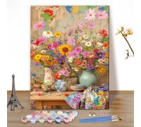 MEIYUDA Peinture par Numero Adulte Kit Fleurs dans un vase, Pinceaux Peinture de Dessin, Loisirs Créatifs Adultes Decoration Maison Cadeau 40x50cm(sans Cadre)