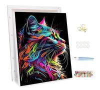 MEIYUDA Peinture par numéros adultes avec cadre de chat coloré, DIY Painting by Numbers Kits Peintures par numéros, Peinture de bricolage sur toile avec pinceaux Décoration pour la maison 30 x 40 cm