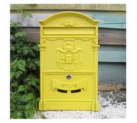 MEIZHITU Boîte Aux Lettres, Boîtes Aux Lettres Verrouillables, Boîte Aux Lettres Sécurisée, Boîte Aux Lettres en Métal Vintage, Boîte Aux Lettres Murale De Jardin Boite Aux Lettres la Poste(Yellow)