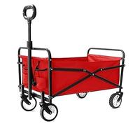 MEIZHITU Chariot avec roulettes Chariot Portatif Pliant De Jardin avec Le Caddie Résistant 4 Roues pour La Plage Extérieure Camping Les Sports De Plein Air(Rot)