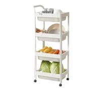 MEIZHITU Chariot De Rangement À roulettes Multicouche for Fruits Et Légumes, for Cuisine Et Salle De Bain(White,4 Tier)