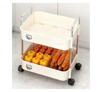 MEIZHITU Chariot Utilitaire Roulant avec Roues, Chariot De Rangement Multifonctionnel avec Poignée(2 Tier)