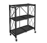 MEIZHITU Étagère pour Micro-Ondes pour Cuisine Étagère De Four À Micro-Ondes Pliante avec roulettes Chariot Rangement Cuisine Étagères Polyvalentes(3 Tier)