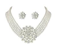 MEIZHITU Faux Collier De Perles Collier De Fausses Perles, Ensemble D'accessoires Bijoux Fantaisie, For Femmes Mariage Fête Accessoires