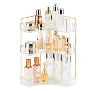 MEIZHITU Rangement Maquillage 3 Tier Makeup Organizer for Bathroom Corner Vanity Countertop Makeup Organizer Holder Cosmetics Skincare Storage Rangement Produit de Beauté(A-Transparent Color)