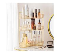 MEIZHITU Rangement Maquillage 3 Tier Makeup Organizer for Bathroom Corner Vanity Countertop Makeup Organizer Holder Cosmetics Skincare Storage Rangement Produit de Beauté(Amber)