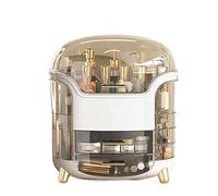 MEIZHITU Rangement Maquillage Boîte De Rangement Cosmétique De Bureau En Plastique Organisateur De Maquillage Créatif Étagère De Coiffeuse Rangement Produit de Beauté(White)