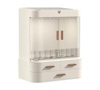 MEIZHITU Rangement Maquillage Boîte De Rangement Pour Cosmétiques Avec Miroir Et Lumière LED, Organisateur De Maquillage De Bureau, Type Tiroir Rangement Produit de Beauté