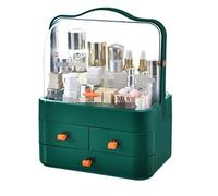 MEIZHITU Rangement Maquillage Ménage Cosmétique Boîte De Rangement Coiffeuses Chambres Et Salles De Bains Organisateur De Maquillage Rangement Produit de Beauté(Grün,26.5 * 18.2 * 34.7cm)
