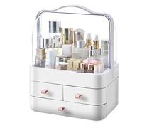 MEIZHITU Rangement Maquillage Ménage Cosmétique Boîte De Rangement Coiffeuses Chambres Et Salles De Bains Organisateur De Maquillage Rangement Produit de Beauté(White,26.5 * 18.2 * 34.7cm)