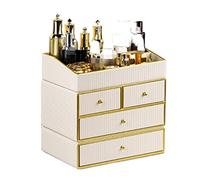 MEIZHITU Rangement Maquillage Type De Tiroir Boîte De Rangement Cosmétique De Bureau Organisateur De Maquillage De Bijoux De Bureau Multicouche Rangement Produit de Beauté(White,31 * 21 * 33cm)