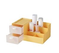 MEIZHITU Rangement Maquillage Type De Tiroir Boîte De Rangement Cosmétique Organisateur De Maquillage Multifonctionnel De Bureau Support De Finition Rangement Produit de Beauté(Yellow)