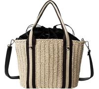 MEIZHITU Sac en Paille Femme, Sacs À Main Tissés En Paille Grande Capacité Sac À Bandoulière Pour Femmes Été Sacs À Bandoulière Dame Voyage Plage Sac Fourre-tout Sac en Paille Plage