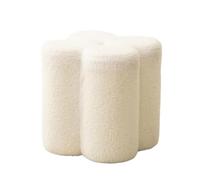 MEIZHITU Tabouret pour Entrée Repose-Pieds en Forme De Pétale, Fleur, Pouf Rembourré Décoration(White)