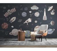 MEIZONGHUOJI Papier Peint Intissé Chambre D'Enfant Starry Sky Aerospace Salon Chambre Papier Peint Panoramique Décoration Murale 350Cm(W) X256Cm(H)