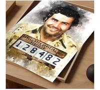 MEIZONGHUOJI Poster Sur Toile Avec Photo D'Identité Judiciaire De Lord Pablo Escobar (Narcos) Décoration Pour Salon Ou Maison 50 * 70 Cm Sans Cadre