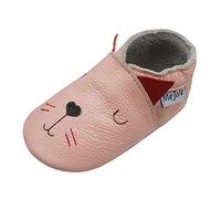 Mejale bébé Chaussures en Cuir Infantile Rampant Tout-Petit Mocassins Semelle Souple Marche Fille Pantoufles, Chat Rose, Taille 6-12 Mois, M