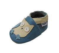 Mejale Bébé Pantoufles Garçon Tout-Petit Chaussures en Cuir à Semelle Souple Fille Marche Rampant Mocassins pour Bébés,Bleu Ciel,6-12 Mois,M