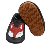 Mejale Chaussons Cuir Bébé Garçon Fille, Renard Noir, 12-18 Mois, L