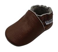 Mejale Chaussons Cuir Souple Chaussures Cuir Souple Chaussons enfants pantoufles Chaussures Premiers Pas, Marron foncé, 6-12 mois
