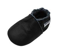 Mejale Chaussons Cuir Souple Chaussures Cuir Souple Chaussons enfants pantoufles Chaussures Premiers Pas, Noir, 6-12 mois
