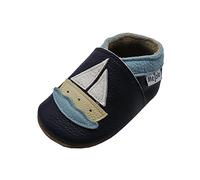 Mejale Chaussons en Cuir pour bébé Motif Caricature - Bleu - Bleu foncé, 0-6 Monate,S
