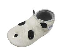 Mejale Pantoufles bébé Semelle Souple en Cuir Chaussures Infantile Nouveau-né Enfant en Bas âge Garçons Filles, Panda Blanc, Taille 0-6 Mois, S