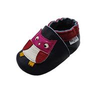 Mejale Pantoufles pour Bébé Garçon Tout-Petit Chaussures à Semelle Antidérapante Mocassins de Marche en Cuir pour Bébés Rampants,Bleu Marin,24-36 Mois,XXL