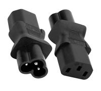 MejaRizon Lot de 2 adaptateurs d'alimentation IEC C6 vers C13 femelle IEC 3 broches vers femelle 10 A 250 V C13 vers C6 AC Noir