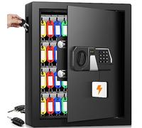 Mejasg Armoire à clés ignifuge avec code chiffré pour 48 clés, coffre-fort à clés extérieur avec entrée latérale et barre de clés réglable, armoire à clés pour bureau, entrepôt