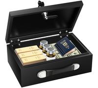 Mejasg Petit coffre-fort portable de 18 l, boîte à documents, ignifuge, étanche, avec clé, poignée, pour la maison, l’argent, les médicaments, les bijoux, les documents A4