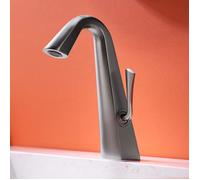 MEJE 11031FQ Robinet d'évier de salle de bain, robinet à poignée unique en laiton, lavabo de salle de bain monotrou, gris mat