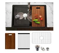 MEJE 76,2 x 50,8 cm évier de cuisine de poste de travail de ferme - Evier timbre - avant à tablier simple réversible - noir