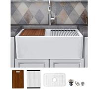 MEJE 76,2 x 50,8 cm Tablier-avant Rebord de Marche Poste de Travail Ferme Évier de Cuisine à Cuve Unique-Évier timbre-Blanc