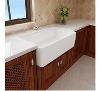 MEJE 84 x 50,5cm Évier de cuisine Farmhouse, Evier timbre, Évier à tablier, Évier à cuve unique pour cuisines - Couleur blanche