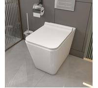 MEJE Cuvette pour WC à poser + Abattant soft close + Plaque blanche 55.7x36 cm