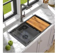 MEJE Évier de cuisine 76 x 45 cm, évier de cuisine amélioré en acier inoxydable 304 avec planche à découper, fond en nid d'abeille.