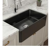 MEJE Évier de cuisine de ferme noir 84 x 54,8 cm - évier de ferme à cuve unique en céramique - tablier noir mat