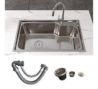 MEJE Évier de cuisine en acier inoxydable 75 x 45 x 22,5 cm avec trou pour robinet