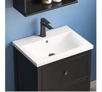 MEJE Lavabo de salle de bain rectangulaire 61 x 45,7 cm à encastrer, 1 trou, blanc (armoire NON incluse)