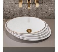 MEJE Lavabo en relief de 52.8cm, design or rose, évier de salle de bain au-dessus du comptoir, lavabo en porcelaine et céramique