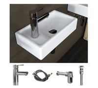 MEJE Lave mains suspendu 41x23x10 cm mini vasque- céramique Blanche Gauche