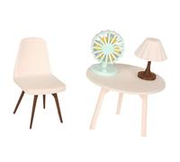 Mekalero Accessoires sûrs pour petite maison, y compris lumière de chaise de bureau et ventilateur pour maisons de poupée créatives, décoration de maison de modèle mince