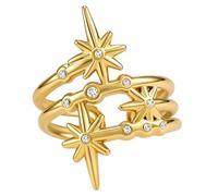 Mekalero Bague réglable en acier inoxydable en forme d'étoile - Bijou accrocheur - Convient pour un usage quotidien, une fête de mariage, One Size, Comme décrit, Comme décrit.