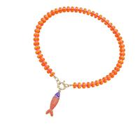 Mekalero Collier Pendentif Fermoir Bascule avec Poisson Distinctif | Design de perles en pierre à un seul brin, bijou de cou avec pendentif intégré, bijoux pour tenues de tous les jours