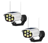 Mekalero Lampe de caméra de sécurité simulée avec panneau solaire et détection du corps humain pour garage, entrepôt, protection périmétrique, lumière de sécurité solaire