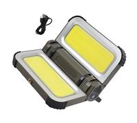 Mekalero Lampe de travail LED rechargeable avec aimant puissant et indice d'étanchéité IP65 Lampe pliable adaptée aux chantiers de construction Lumière de crise en plein air
